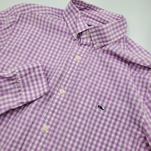 Vineyard Vines Classic Fit Tucker Shirt Mens M Purple Gingham Button Down